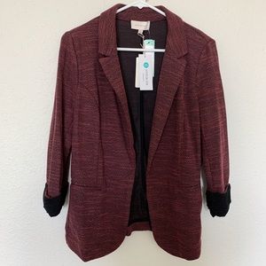 Skies are Blue Red and Black Knit Blazer